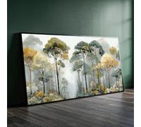 XBTYKPB Misty Forest Scene Canvas, Autumn Trees Wall Art, Nature Landscape Canvas, Botanical Decor, Tranquil Woodland Painting(80x140cm/Frameless)