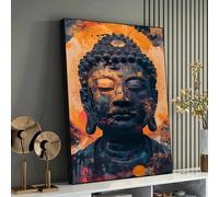 XBTYKPB Modern Buddha Art Print - Abstract Buddha Canvas - Spiritual Zen Wall Art - Contemporary Buddhist Decor Colors Painting(21x30cm/Inner frame)