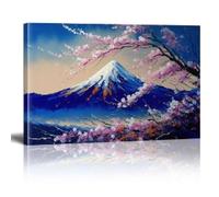 XBTYKPB Mount Spring Scenery With Sakura Tree Plant Canvas Art Painting Print Poster For Living Room Bathroom Bedroom Wall Decor 40x60cm Withframe