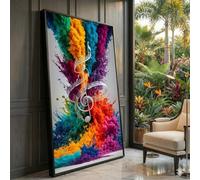 XBTYKPB Music Notes Canvas, Colorful Abstract Art, Musical Wall Decor, Modern Home Decoration, Explosion Canvas Wall Art Mural(30x50cm/Frameless)