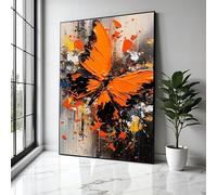 XBTYKPB Orange Butterfly Canvas, Abstract Nature Wall Art, Paint Splash, Modern Home Decor, Ready to Hang Painting Canvas Print(50x75cm/Inner frame)