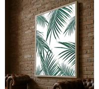 XBTYKPB Palm Leaves Canvas Wall Art, Green Botanical Decor, Minimalist Nature Print, Leaf Pattern, Home Decoration Art Painting(70x100cm/Frameless)
