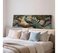 XBTYKPB Peacock Painting Canvas Print, Wide Panoramic Art, Long Horizontal Framed Decor, Large Bird Wall Art, Living Room Bedroom(40x120cm/Frameless)