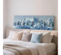 XBTYKPB Penguin Colony Wall Art, Animals Mid Century, Long Horizontal Canvas, Wide Panoramic Framed Print, Large size Kids Room(60x180cm/Frameless)