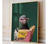 XBTYKPB pigeon Reading Pooping On People Funny Wall Art Poster Animals Canvas Print Bathroom Toilet Humor Decor Painting For Dorm 70x100cm Frameless
