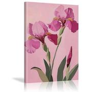 XBTYKPB Pink Iris Flower Art Print, Floral Plant Canvas Painting Poster, For Contemporary Living Room, Bathroom, Bedroom, Decor 80x120cm Frameless