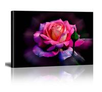 XBTYKPB Pink Rose, Blue, Dew, Rose Botanical Flower Wall Canvas Art Painting, Posters Prints, For Living Room Home Wall Decor 60x90cm Withframe