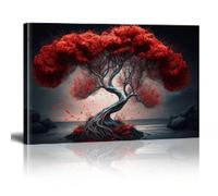 XBTYKPB Red Tree Canvas Art Poster Print, For Living Room, Bathroom, Bedroom, Apartment, Farmhouse, Kitchen Painting, Wall Decor 21x30cm Frameless