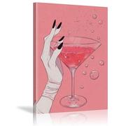 XBTYKPB Red Wine Black Nail Appetizer Cocktail Poster Canvas Wall Art Painting ，Prints Posters For Living Room Bathroom Bedroom 40x60cm Withframe