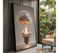 XBTYKPB Rocket Launch in Bulb Canvas, Creative Space Art, Surreal Wall Decor, Innovation Concept Art, Modern Home Decor Painting(55x100cm/Frameless)