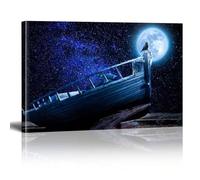XBTYKPB Space Canvas Wall Art Prints Universe Picture Planet Starry Sky Prints Poster For Living Room Bathroom Apartment Gallery 80x110cm Withframe