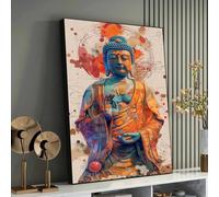 XBTYKPB Textured Buddha Painting Canvas Prints - Meditation Canvas Wall Art - Colorful Buddhist Wall Decor Posters and Prints(50x70cm/Inner frame)