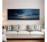 XBTYKPB Tonalist Seascape Painting, Long Horizontal Wall Art, Wide Panoramic Canvas, Large size Sky,Minimalist Decor, Above Bed(70x210cm/Frameless)