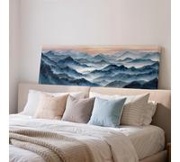 XBTYKPB Ultrawide Mountains Canvas, Panoramic Print, Wide Minimalist Wall Art, Large Framed Decor, Landscape, Moody Fog Painting(40x120cm/Inner Frame)