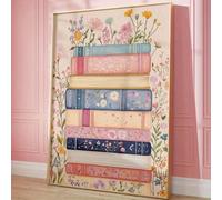 XBTYKPB Vintage Book Stack Canvas Wall Arts Print - Floral & Bookish Decor, Posters Living Room, Classroom, Ink Painting Artwork 70x100cm Withframe