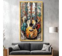 XBTYKPB Vintage Guitars Canvas Wall Art, Abstract Musical Instrument Painting, Rustic Texture Decor, Rock Music Theme Art Prints(40x70cm/Frameless)