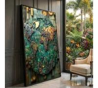 XBTYKPB Vintage Industrial Map Canvas, 3D Metallic Wall Art, Geography Decor, Steampunk Style Canvas, Unique Home Decor Painting(80x150cm/Inner Frame)