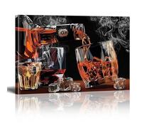 XBTYKPB Whiskey Ice And Cigar Smoke Abstract Wall Art Canvas Painting Print Poster For Contemporary Living Room Bathroom Bedroom 70x100cm Frameless