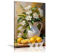 XBTYKPB White Flowers Vase And Ceramic Farmhouse Still Life Lemon Tree Plant Impression Canvas Art Painting Prints Posters Canvas 70x100cm Frameless