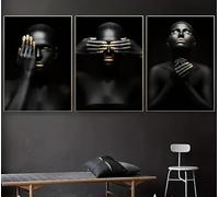 XBTYKPB Woman Posters, Canvas Wall Painting Modern Art African Black Woman Sexy Body Poster Home Photo Decor Sexy Mural Pictures 60x90cmx3 Frameless