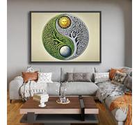 XBTYKPB Yin Yang Tree of Life Canvas, Sun and Moon Wall Art, Knot Design, Spiritual Home Decor, Nature Symbolism Canvas Painting(70x100cm/Frameless)