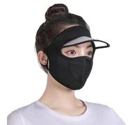 xbuk Ice Silk Full Face Mask,Sun Hats for Women UV Protection Breathable Thin,Sun Shade Hats for Women Ponytail Summer, Black, One Size