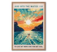 XBUMHOAL Into The Water I Go To Lose My Mind And Find My Soul Poster Swimmers Canvas Art Print Abstract Landscape Painting Inspirational Wall Art 16x24inch Unframed