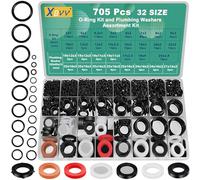 XBVV 32 Size 705 Pcs Plumbing Washers and O-Ring Kit 2-in-1 Rubber Gasket Assortment Kit for Faucet Spigot Garden Hose Pressure Washer Plumbing Repair
