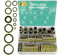 XBVV 378 Pcs NBR Metal Bonded Sealing Washer Assortment Kit M6 M8 M10 M12 M14 M16 M18 M20 M22 M24 M27 M30 Automotive Self-Centred Seal Gasket Repair Set