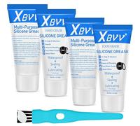 XBVV Plumbers Grease for Taps Food Grade Silicone, 4-Pack 1oz | Food-grade lubricant coats tap valves, pool filters and O-rings to reduce friction and improve rubber sealing.