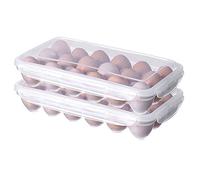 XBY-US 2 Pack Covered Egg Holders,Egg Holder For Refrigerator,egg Storage Container,Plastic Refrigerator Egg Trays,Deviled Egg Tray Carrier with Lid Fits 18X2 Eggs(36 Eggs)