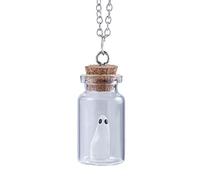 XBYXSYJKPA The Adopt a Ghost Necklace, Ghost Earring, Glow In the Dark Ghost Pendant Necklace In The Vial, Including Stud Earrings and Necklace, Halloween Ghost Pendant