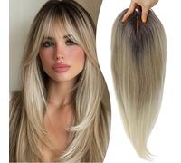 XC CLOUDS Synthetic Wig with Bangs 45cm for Women with Fine Hair Hand Tied Front Line 14x13cm 360°3D Coverage Synthetic Fiber