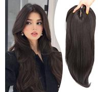 XC CLOUDS Synthetic Wig with Bangs 45cm for Women with Fine Hair Hand Tied Front Line 14x13cm 360°3D Coverage Synthetic Fiber