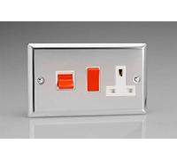 Varilight Classic Double Pole Switch & Socket (Double XC45PW) - Polished Chrome - XC45PW