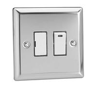 XC6NW Varilight Classic Mirror Chrome 13A Switch Fused Spur with Neon White Insert