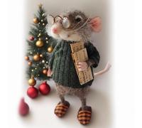 XCASDELKG Cute Needle Felted Mouse, Handmade Felt Mouse Ornament, Christmas Wool Felt Animal Decorations, Cute Christmas Mouse Doll for Kids, Perfect for Christmas Tree Decor (Scholar)