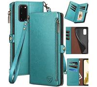 XcaseBar for Samsung Galaxy S20 Wallet case with Zipper Credit Card Holder【RFID Blocking】, Flip Folio Book PU Leather Phone case Shockproof Cover Women Men for Samsung S20 case Teal
