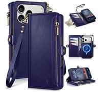 XcaseBar Wallet Case for iPhone 18 Pro Max/17 Pro Max 6.9", Blue | 9 Credit Card Holders, 2-in-1 Detachable Flip Phone case, Shockproof Cover, Folio Book case, RFID Blocking, PU Leather