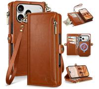 XcaseBar Wallet Case for iPhone 18 Pro Max/17 Pro Max 6.9", Light Brown | 9 Credit Card Holders, 2-in-1 Detachable Flip Phone case, Shockproof Cover, Folio Book case, RFID Blocking, PU Leather
