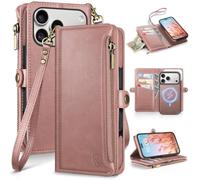 XcaseBar Wallet Case for iPhone 18 Pro Max/17 Pro Max 6.9", Rose Gold | 9 Credit Card Holders, 2-in-1 Detachable Flip Phone case, Shockproof Cover, Folio Book case, RFID Blocking, PU Leather