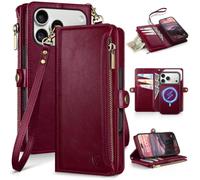 XcaseBar Wallet Case for iPhone 18 Pro Max/17 Pro Max 6.9", Wine Red | 9 Credit Card Holders, 2-in-1 Detachable Flip Phone case, Shockproof Cover, Folio Book case, RFID Blocking, PU Leather