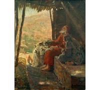 XcBAIHOUD Famous Art Print Poster Canvas Prints Isaac Blesses Jacob by Ludwig Von Hofmann Picture Mural for Home Decor 60x90cm