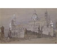 XcBAIHOUD Famous Art Print Poster Canvas Prints Palermo Cathedral by David Roberts Picture Mural for Room Decor 60x90cm