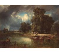 XcBAIHOUD Famous Art Print Poster Canvas Prints the Approaching Storm by Constant Troyon Picture Mural for Room Decor 60x90cm