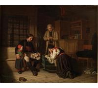 XcBAIHOUD Famous Art Print Poster Canvas Prints the Little One's Last Bed by Amalia Lindegren Picture Mural for Home Decor 60x90cm