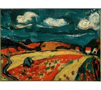 XcBAIHOUD Famous Art Print Poster Canvas Prints the Red Field by Hermann Stenner Picture Mural for Room Decor 60x90cm