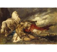 XcBAIHOUD Famous Art Print Poster Canvas Prints Valkyrie and a Dying Hero by Hans Makart Picture Mural for Room Decor 60x90cm