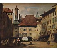 XcBAIHOUD Famous Famous Art Minimalist Prints La Place Du Molard Geneva by Richard Parkes Bonington Art Canvas Murals for Home Decor 60x90cm