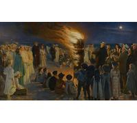 XcBAIHOUD Famous Famous Art Minimalist Prints Midsummer Eve Bonfire on Beach by Peder Severin Art Canvas Murals for Home Decor 60x90cm